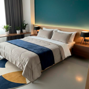 Acolchado sherpa y plus blanco y azul