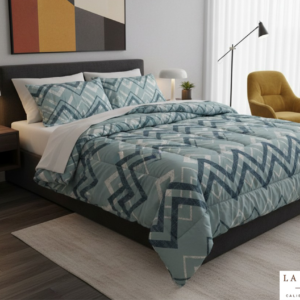 Acolchado de 2 plazas con diseño de Zigzag Azul