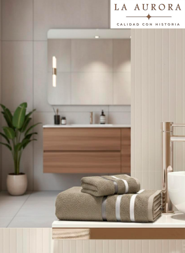 Toalla Beige Rayas Blancas La Aurora Toalla Beige Rayas Blancas La Aurora